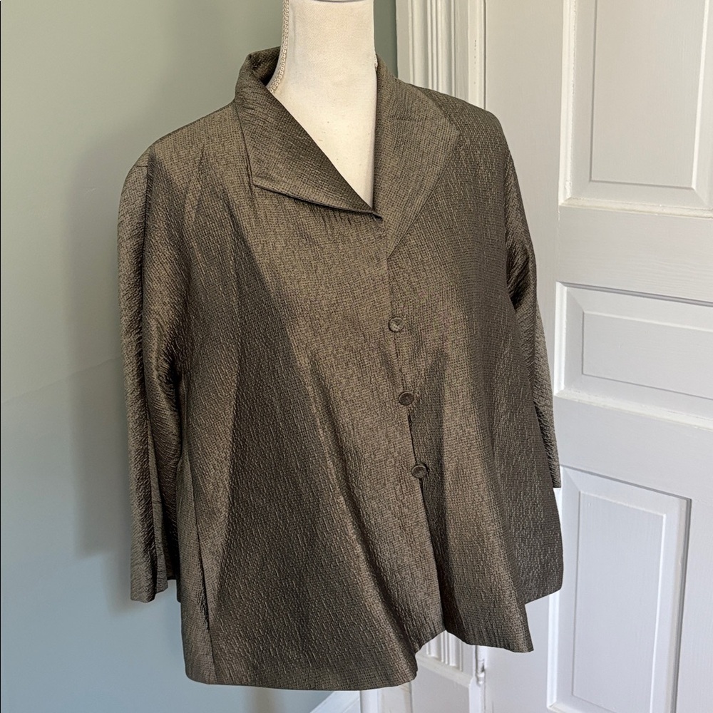 Eileen Fisher Silver Pewter Renew‎ Jacket Blazer Size Medium